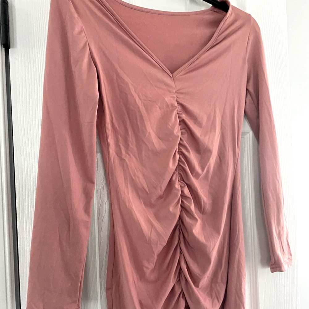 Mauve bodycon long sleeve dress